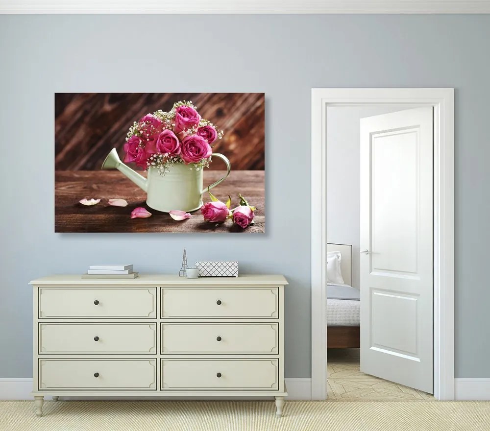Stampa su tela – Rose in annaffiatoio