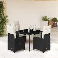 Set Bistr da Giardino 5 pz con Cuscini in Polyrattan Nero 3276989