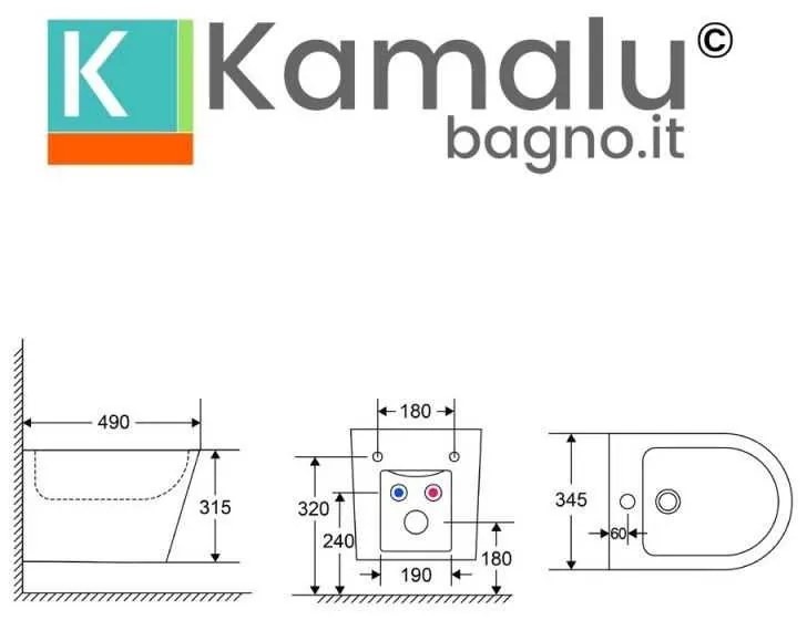 Kamalu - sanitari sospesi salvaspazio rimless con sedile soft-close | litos-tfm