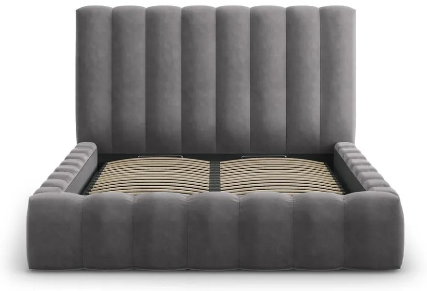 Letto matrimoniale imbottito grigio con contenitore con griglia 180x200 cm Kelp - Micadoni Home