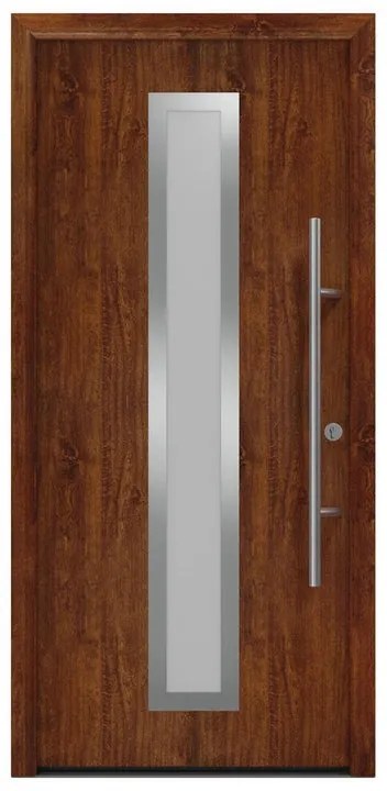 Portoncino d'ingresso HORMANN Iso Pro Secur 700s con vetro L 90 x H 210 cm in acciaio rovere scuro, apertura tirare a destra