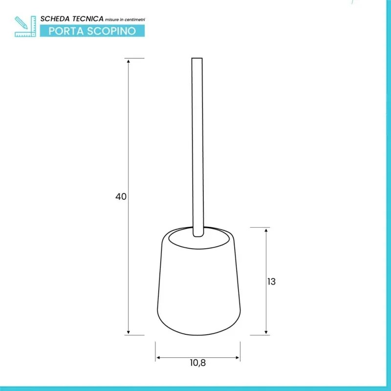 Portascopino wc in ceramica da appoggio linea Sidney grigia