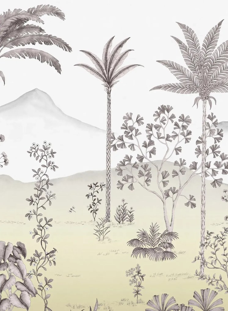 Isidore Leroy Carta da parati panoramica Jardin des Oiseaux Safran - Panel B