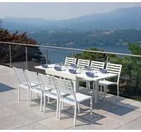 Tavolo da Giardino Allungabile 106/212x75x75 cm in Alluminio Vorghini Capannori Bianco