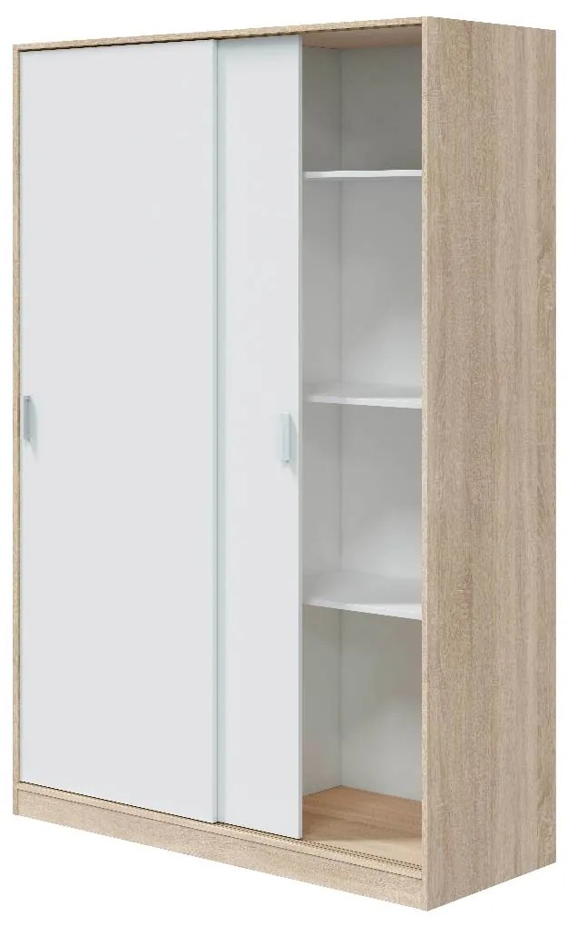 Armadio guardaroba appendiabiti 5 ripiani bianco rovere chiaro TOP120F