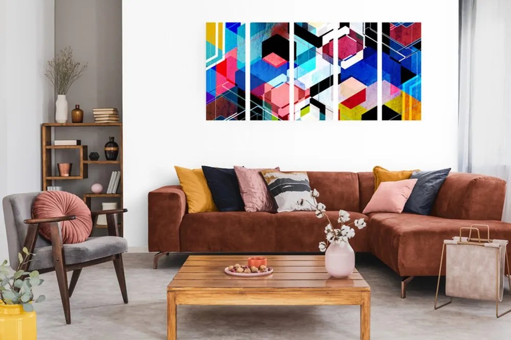 Quadri 5 pezzi – Geometria astratta