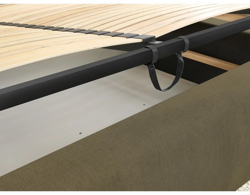 Letto matrimoniale imbottito verde scuro con contenitore con griglia 160x200 cm Jagna - Bobochic Paris