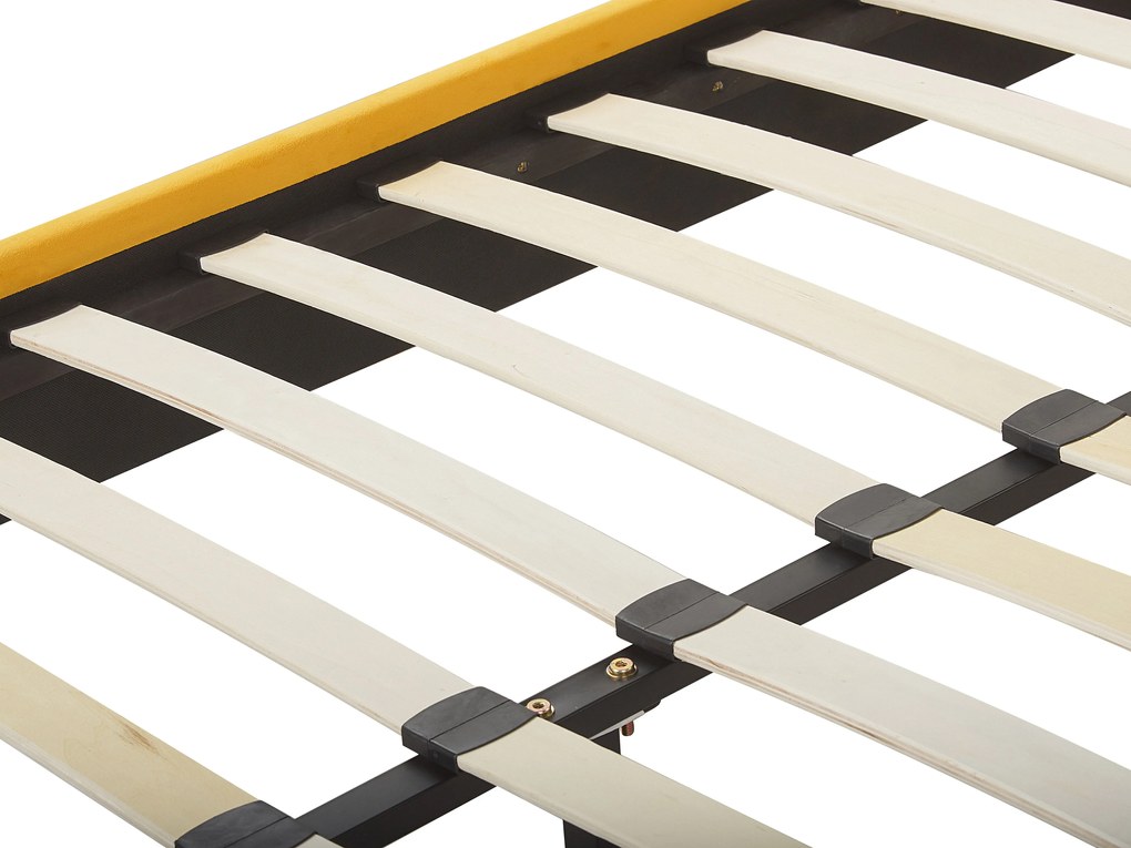 Letto con rete a doghe velluto giallo e oro 140 x 200 cm FLAYAT Beliani