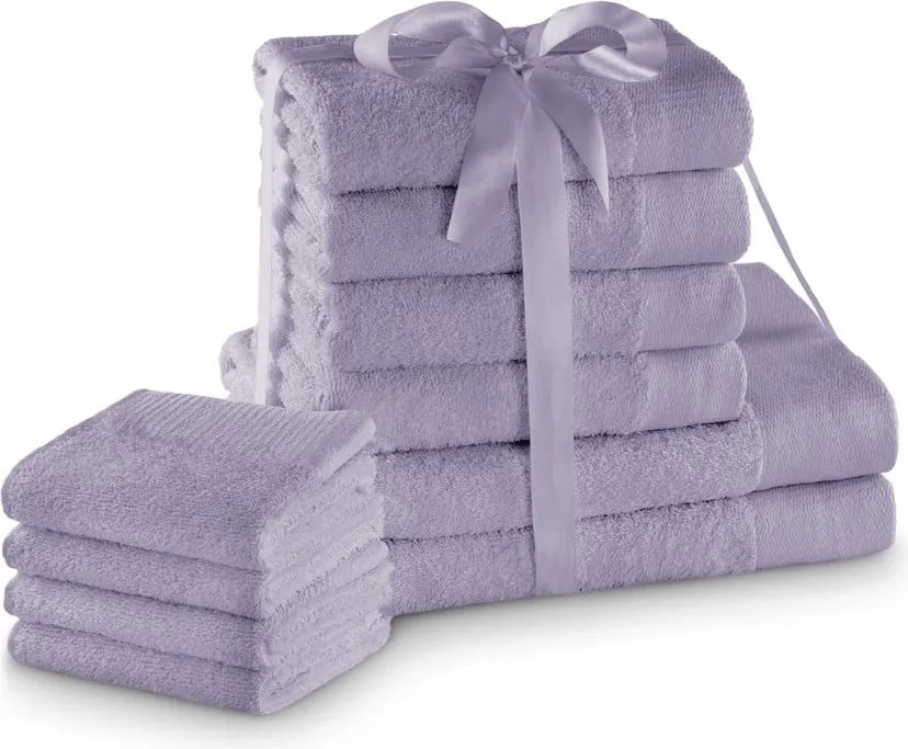 Set di asciugamani per viso e corpo tipo terry lavanda in cotone 10 pz Amari – Restilo