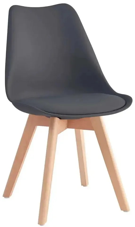 Sedia Nordik Wood in polipropilene con cuscino – Antracite, design moderno