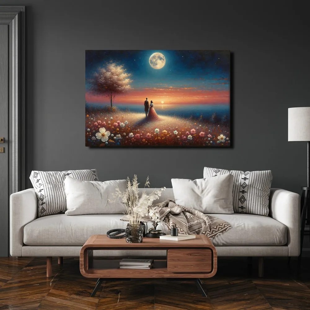 Quadro su tela – Coppia alla luce della luna