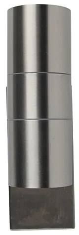 Lampada da parete per esterni in acciaio 2 luci IP44 con sensore crepuscolare - Duo