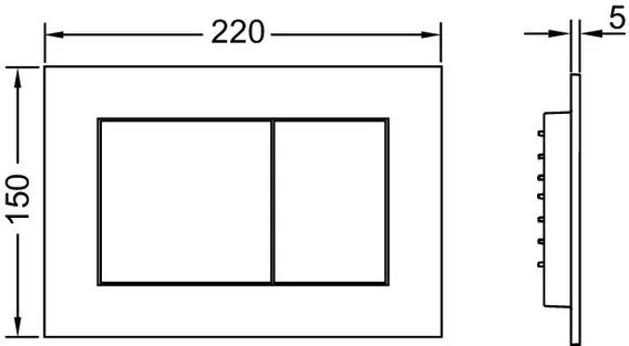 Tece tecenow 9240403 placca wc 2 pulsanti plastica nera