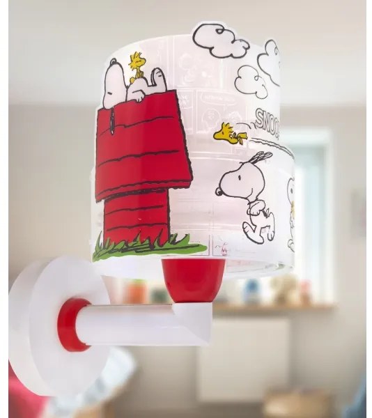 Dalber 76309 - Lampada da parete per bambini SNOOPY 1xE27/15W/230V bianco/rosso