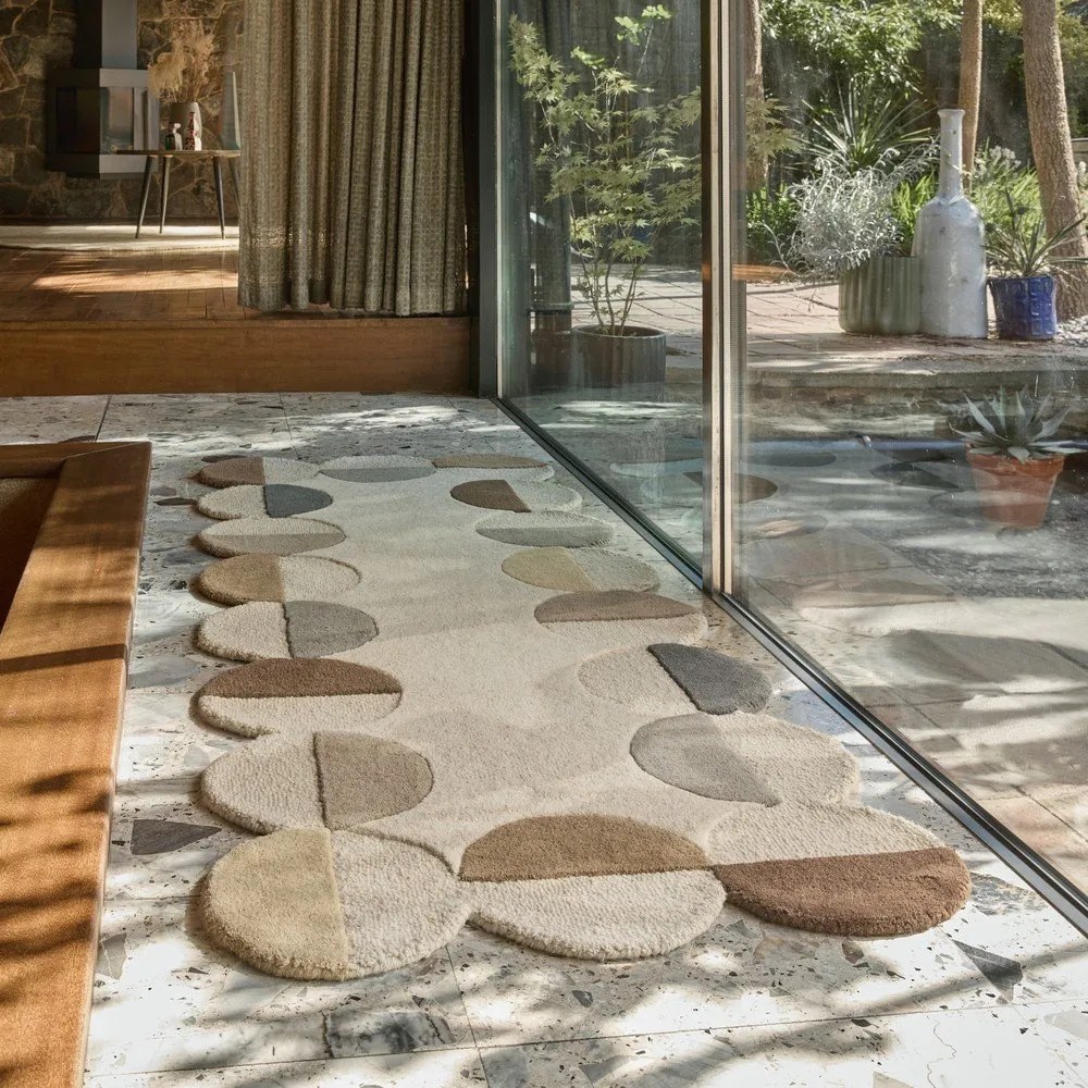 Passatoia greige in lana tessuta a mano 80x230 cm Mia Scallop Frame – Flair Rugs