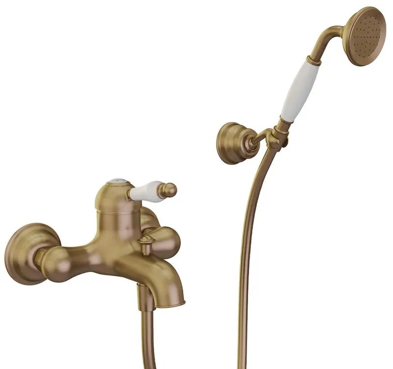 Rubinetto per vasca getto laminare cristallino OXFORD per muro bronzo spazzolato HUBER