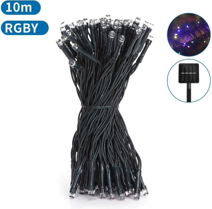 Aigostar - Catena solare a LED 100xLED/8 funzioni 12m IP65 multicolore