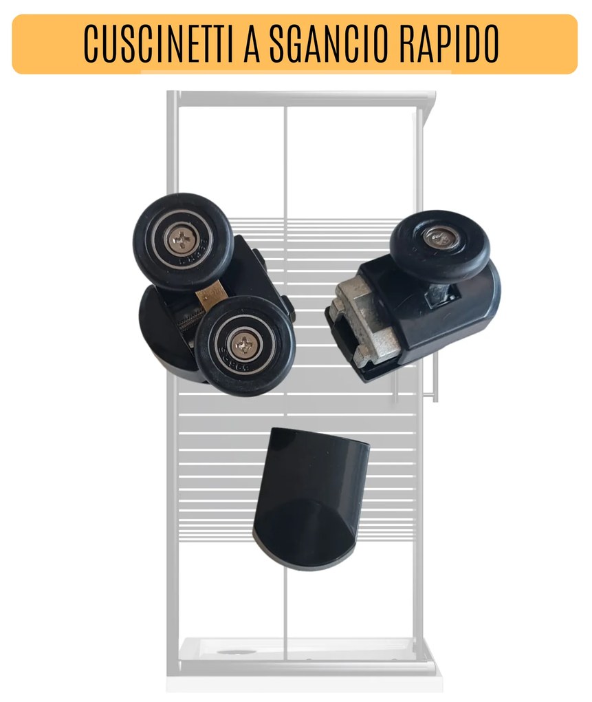 Box Doccia 70x90x70 Rettangolare 3 Ante H 190 cm Scorrevole Cabina Doccia 6 mm Serigrafato e Trasparente Nero