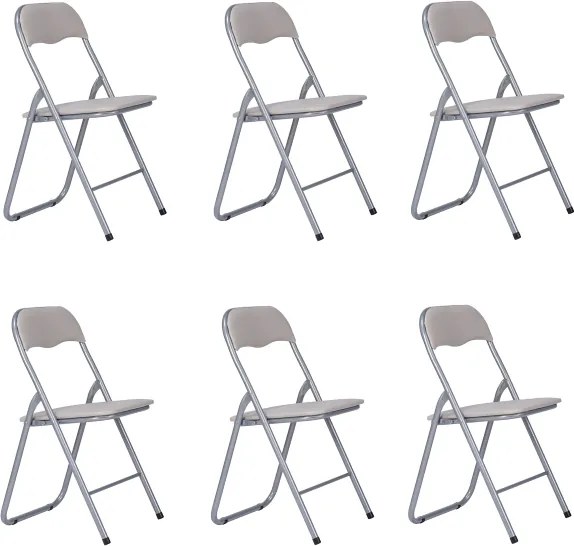 Sedia in metallo pieghevole seduta ecopelle TORTORA SET 6 PEZZI