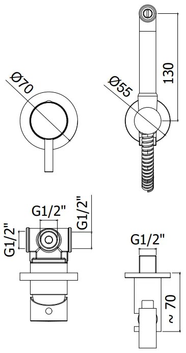 Paffoni KITDUP110ST doccetta bidet con Miscelatore e Flessibile 120 Cm con Corpo Incasso In Acciaio Inox