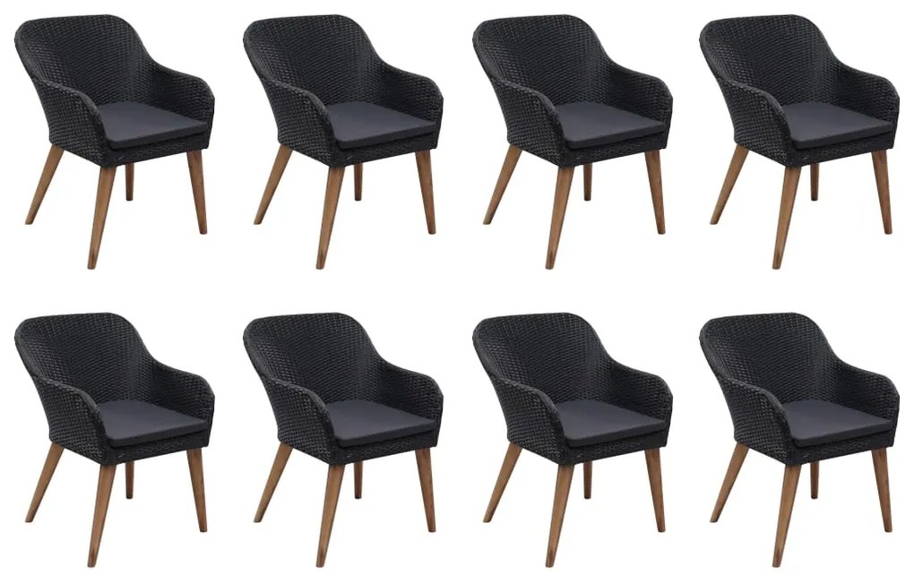 Set da pranzo da giardino 9 pz nero