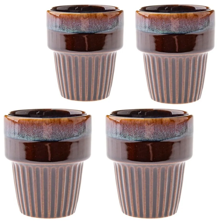Tazzine in set per espresso marroni in gres 4 pz 100 ml Tone – Dakls