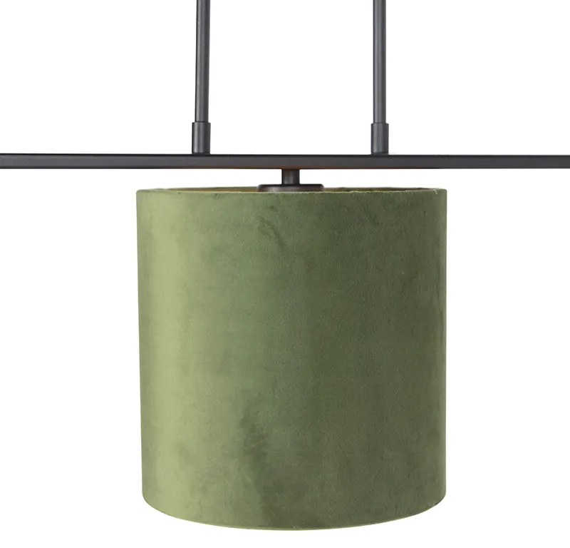Lampada a sospensione con paralumi in velluto verde con oro 20 cm - Combi 3 Deluxe
