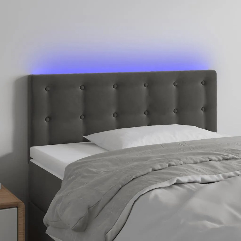 Testiera A Led Grigio Scuro 90x5x78/88 Cm İn Velluto /