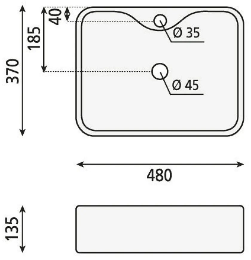 Lavabo in ceramica bianca , 48 x 37 cm Balena - Sapho
