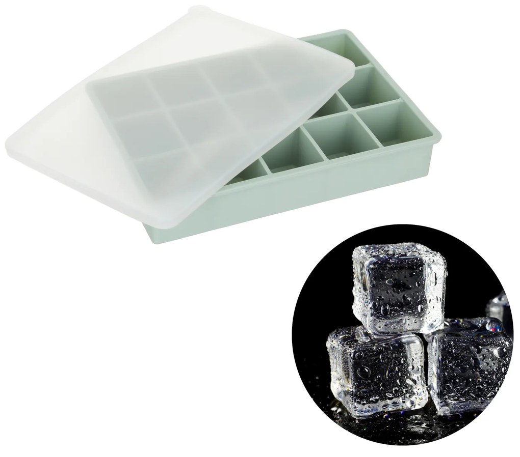 Stampo ghiaccio in silicone 15 cubetti con coperchio