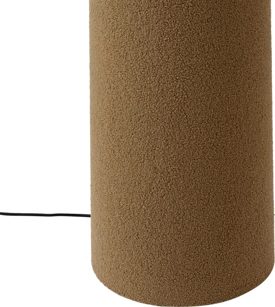 Lampada da terra Japandi marrone in tessuto teddy a 2 luci - Trombet