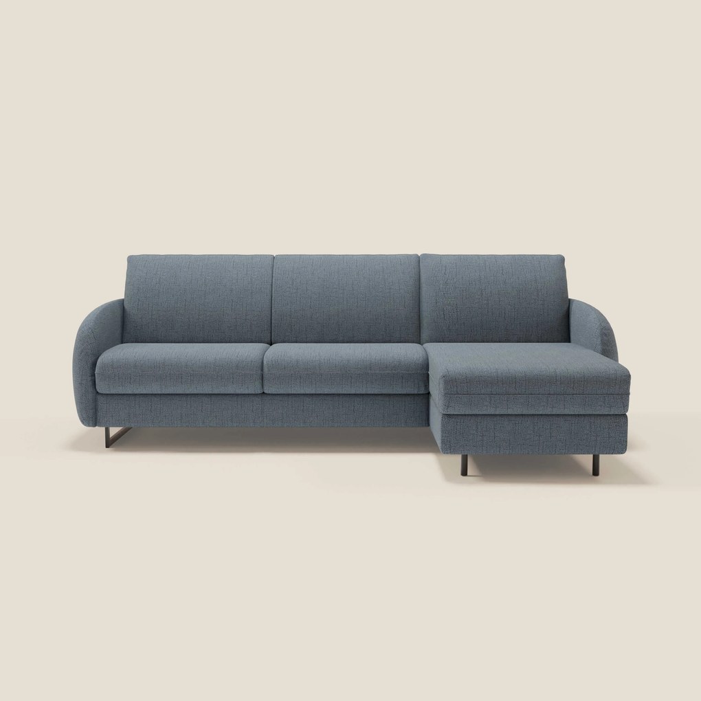 Ninfea Divano Letto Angolare con Penisola Contenitore e Materasso H18 cm - piedini in metallo e Tessuto impermeabile T03