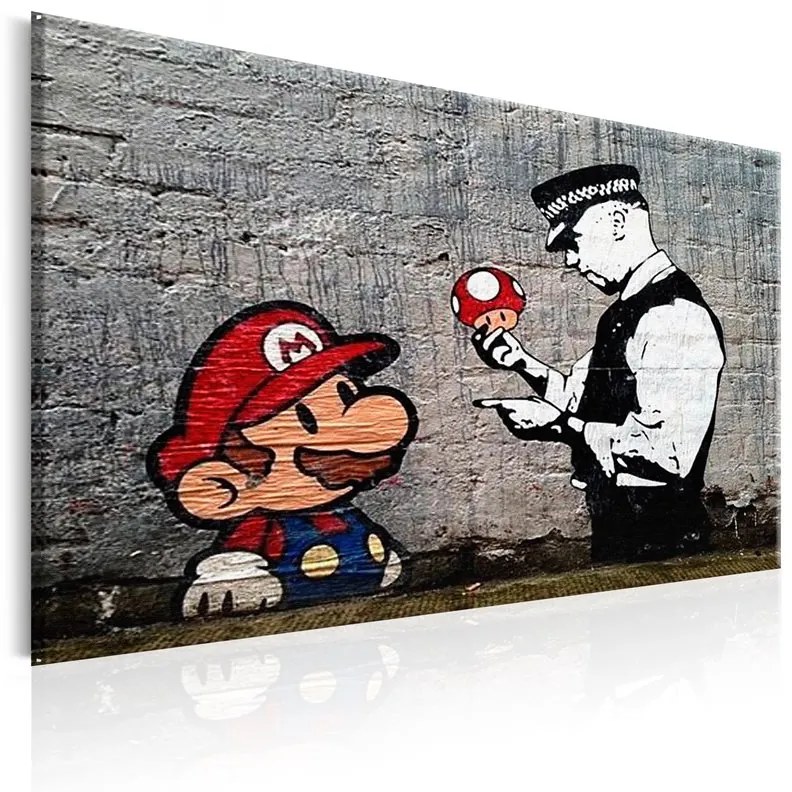 Quadro Mario and Cop by Banksy  Colore Grigio, Dimensioni e Misure 120x80