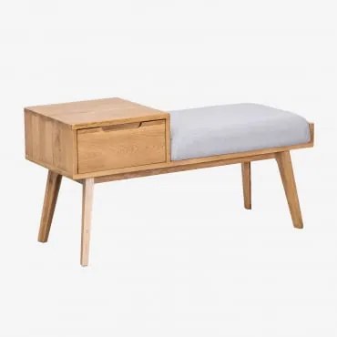 Panca portaoggetti in legno di rovere Basset Grigio - Sklum