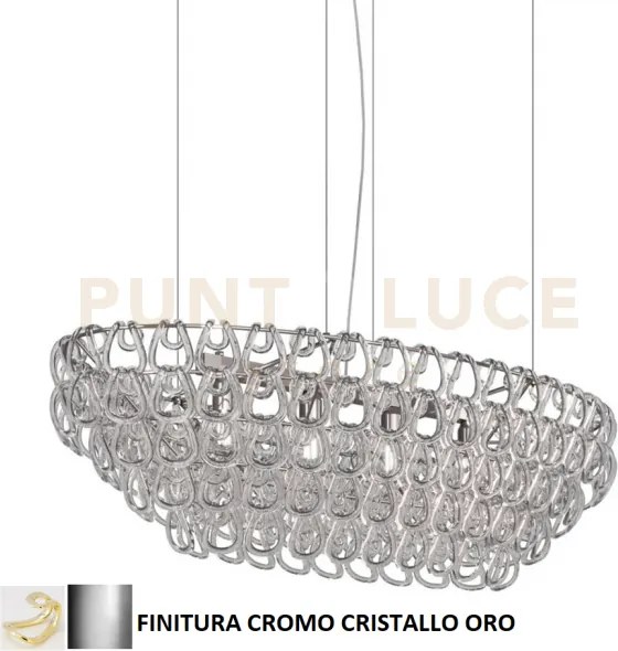 Giogali sospensione ov1 cristallo oro e cromo lucido 4 luci attacco...