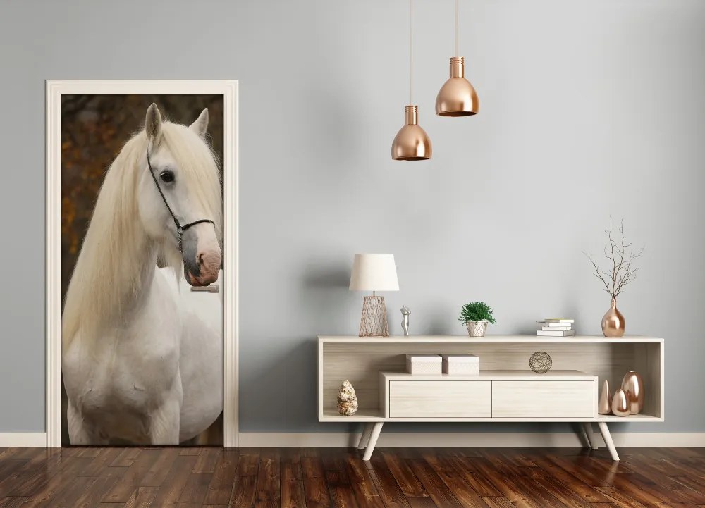 Adesivo per porta interna cavallo bianco 95x205 cm