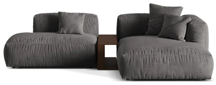 Divano angolare componibile grigio (con penisola a destra/con chaise lounge) con rivestimento in velluto Martina – Micadoni