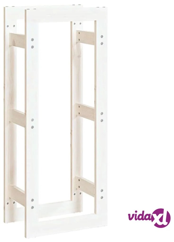 vidaXL Portalegna Bianco 41x25x100 cm in Legno Massello di Pino