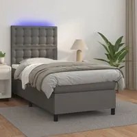 Giroletto Molle con Materasso e LED Grigio 90x190cm Similpellecod mxl 122992