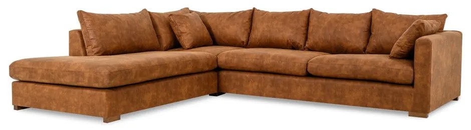 Divano angolare in similpelle marrone cognac (angolo sinistro) Hamburg - Scandic