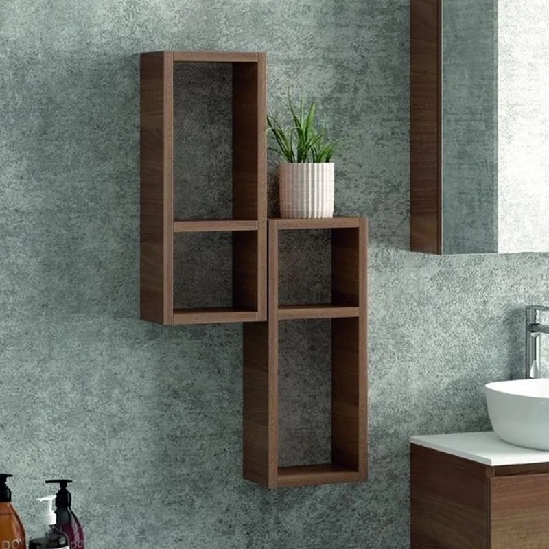 Composizione mobiletto bagno 60 cm, 2 pensili e specchio contenitore SP-60C - KAMALU