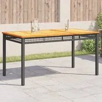 Tavolo da Giardino Nero 140x80x75 cm Polyrattan e Legno Acacia 366276