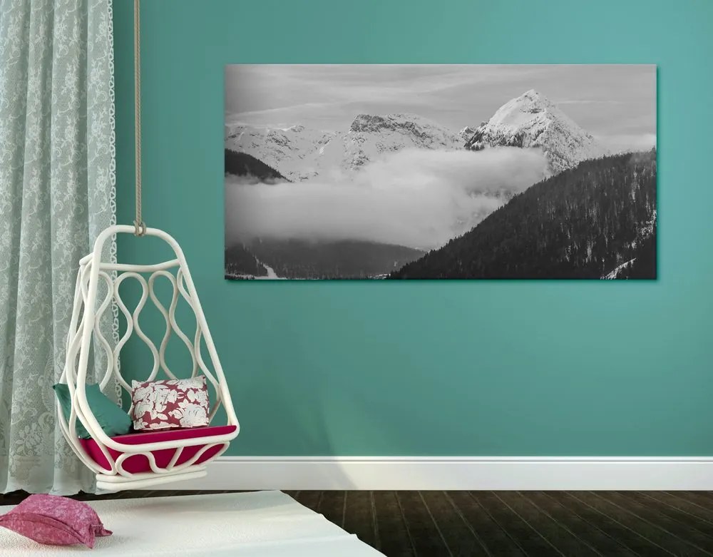 Stampa su tela – Paesaggio invernale in bianco e nero
