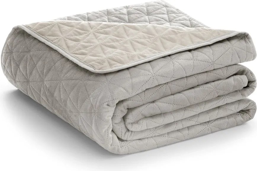 Copriletto greige in velluto con rivestimento trapuntato 240x260 cm Laila – Restilo