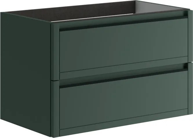 Mobile da bagno sospeso sotto lavabo L 79.5 x H 50 x P 45.5 cm verde opaco, 2 cassetti Tratto