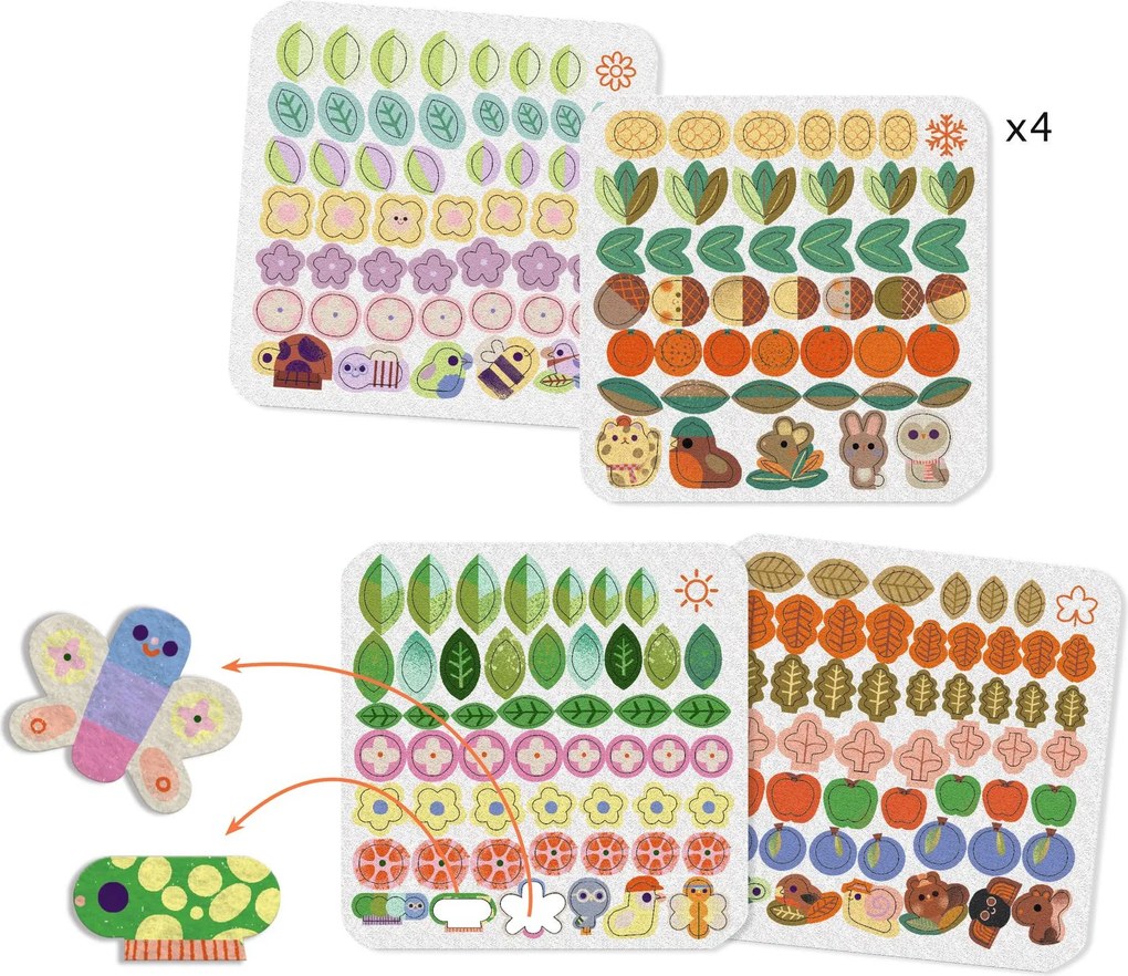 Gioco creativo - collage in feltro morbido - alberi delle quattro stagioni