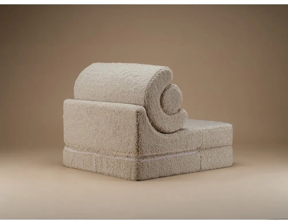 Poltrona per bambini marrone chiaro con rivestimento in bouclé Flipster – Wigiwama