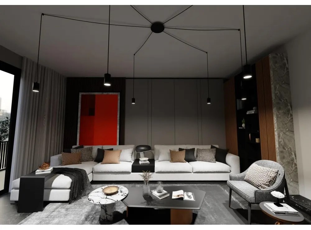 Lampadario a Sospensione in Acciaio TRAKER 6 BLACK e WHITE Colore del corpo Nero