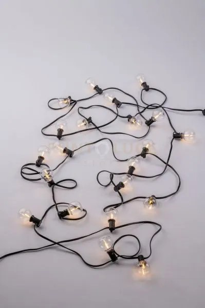 Stringa elettrificata led picnic nera 25 attacco e12 0,3w 3000k ip4...