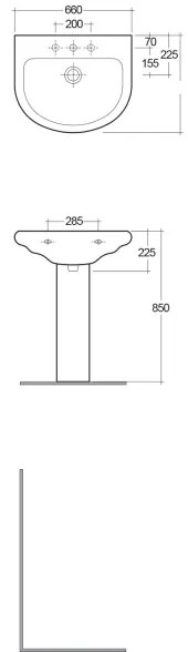 Lavabo 65 cm con colonna Orient RAK Ceramics ORWB00001